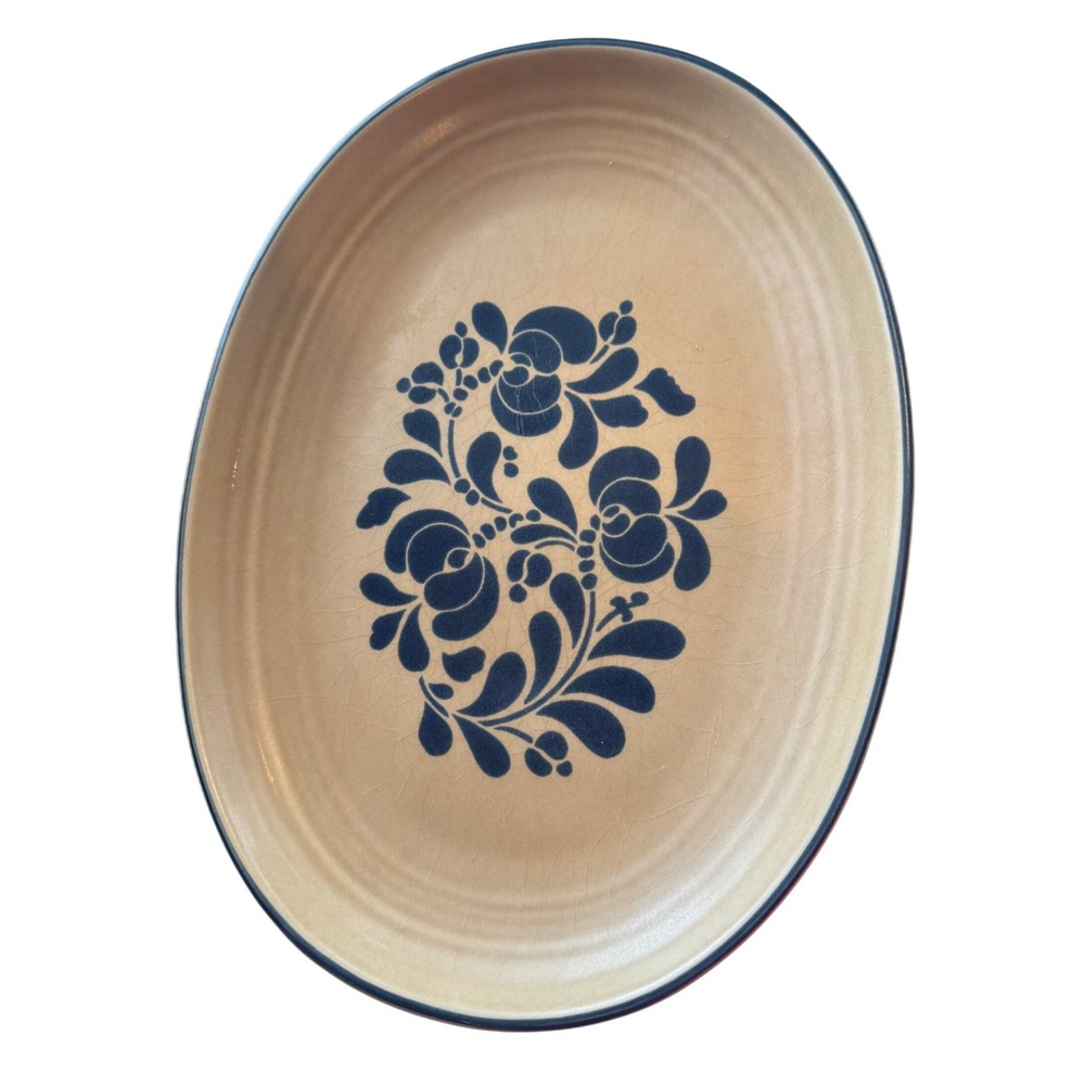 Pfaltzgraff Yorktowne Vintage 14 Inch Oval Serving Platter Blue Floral USA